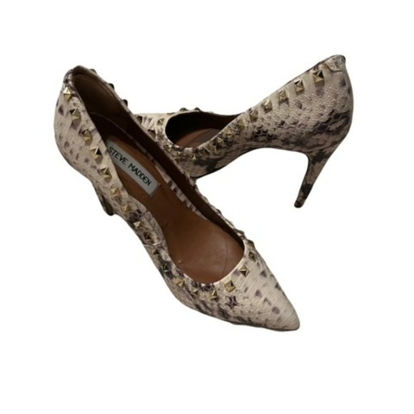 Steve Madden Snakeskin Proto Studded Stiletto Heels - Picture 1 of 10